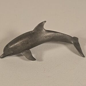 Hudson Pewter Dolphin Figurine Made‎ in the USA 4" x 2"